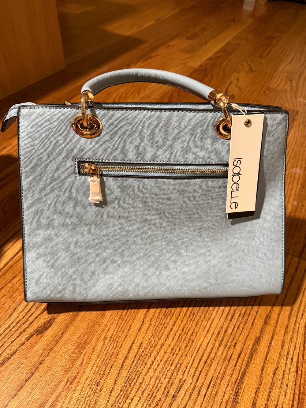 NWT Light Blue Vegan Leather Top-Handle Satchel